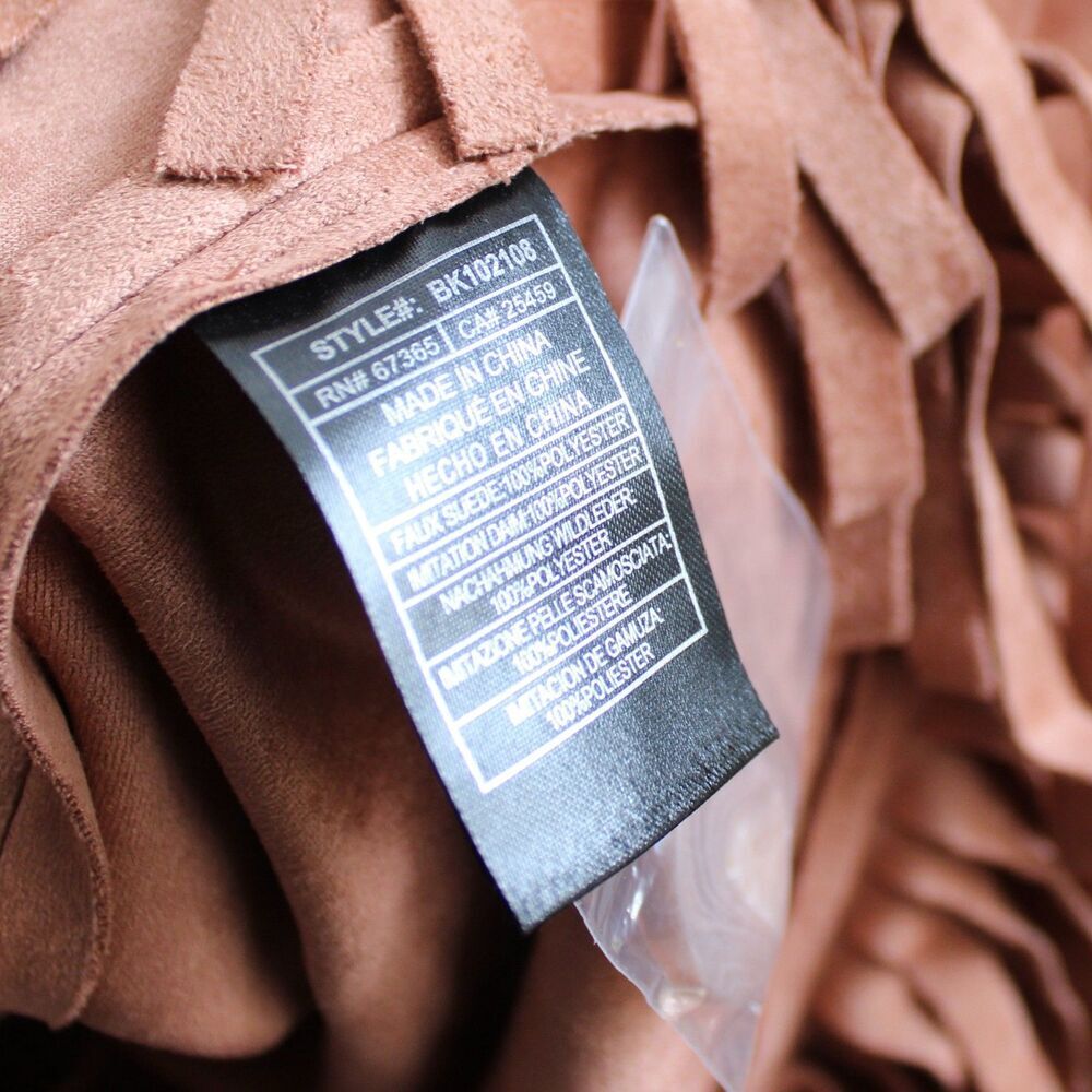 BB Dakota Terracotta Tan Thais Fringed Faux Suede Jacket Size Medium NWT - Picture 7 of 8